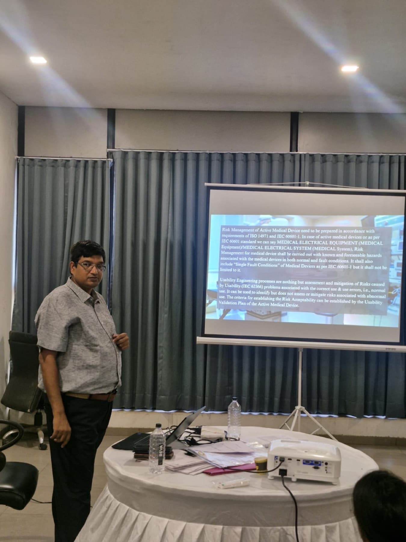 A trainer presenting at a training session