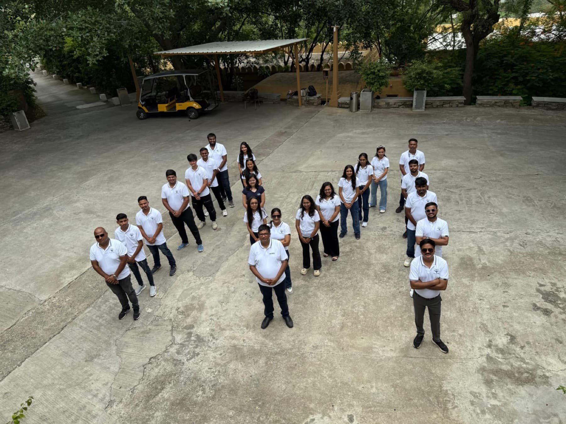 Aerial view of the MedReg team forming the MedReg logo