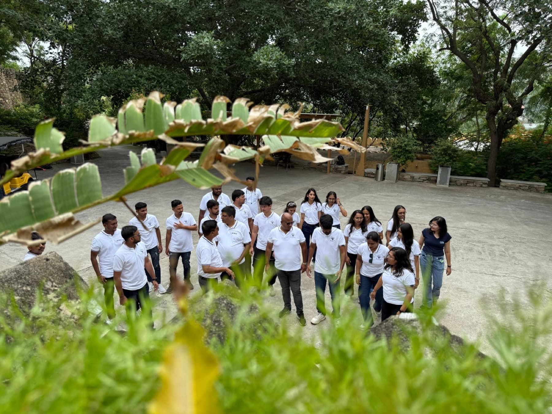 The MedReg team gathered outdoors during a team trip